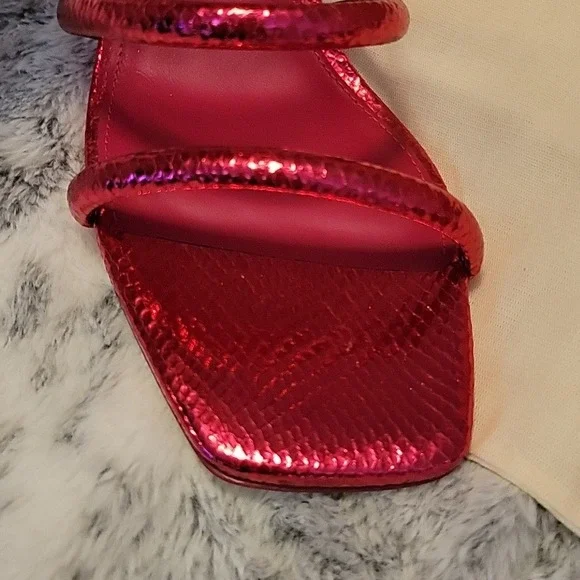 Cult Gaia Freya wrap around metallic pink sandals. - Picture 6 of 8